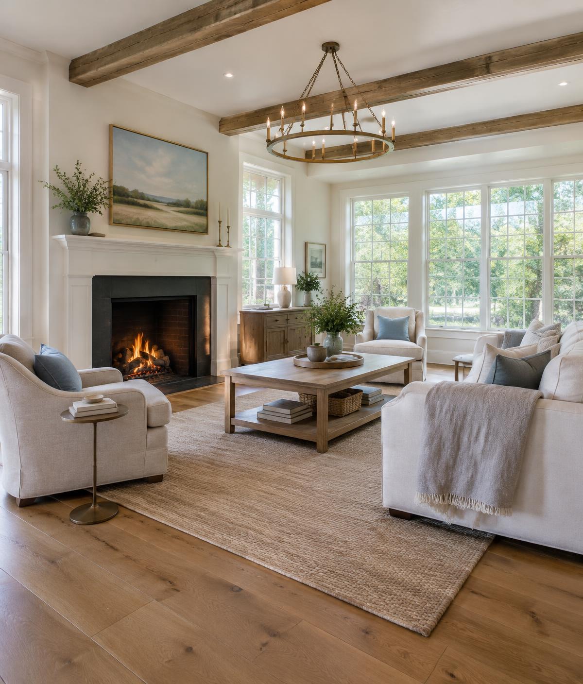 Living room in an Illinois home prepared for sale